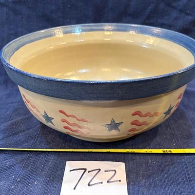 Beaumont Brothers Pottery BBP Stoneware Large Mixing Bowl Stars Stripes