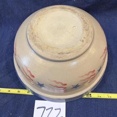 Beaumont Brothers Pottery BBP Stoneware Large Mixing Bowl Stars Stripes