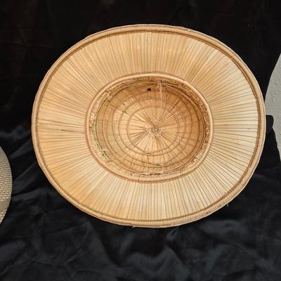 Vintage Straw 1950's Pith Helmet Safari Hat And a Vintage Safari Hat Brown Explorer By Sun Fari