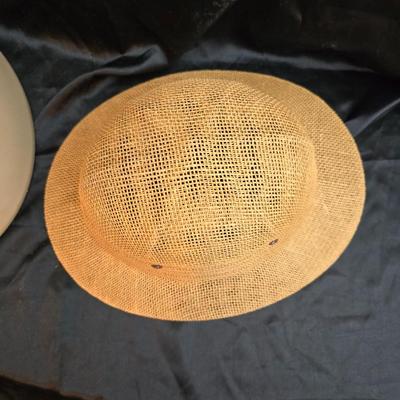 Brookstone safari straw hat and a Vintage pith helmet, safari Hat, Men's Hat, 1950s fashion