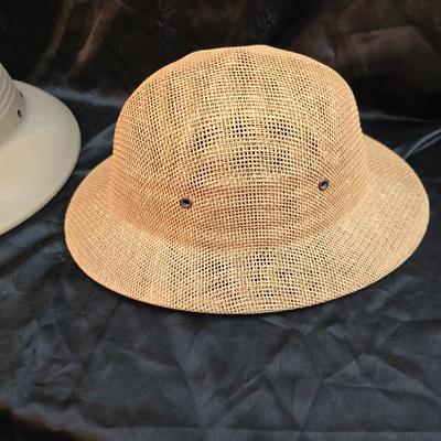 Brookstone safari straw hat and a Vintage pith helmet, safari Hat, Men's Hat, 1950s fashion