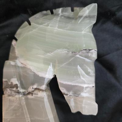 Pair of vintage MCM carved onyx horse head bookends