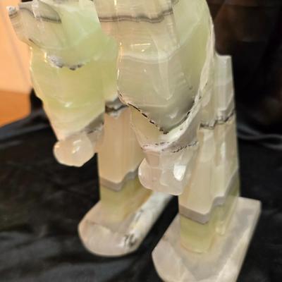 Pair of vintage MCM carved onyx horse head bookends