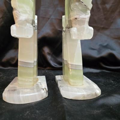Pair of vintage MCM carved onyx horse head bookends