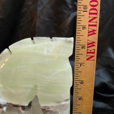 Pair of vintage MCM carved onyx horse head bookends