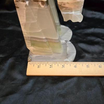 Pair of vintage MCM carved onyx horse head bookends