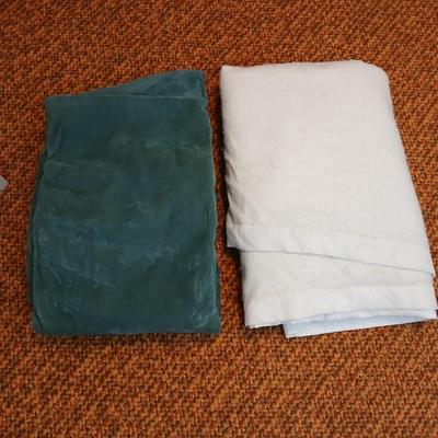 Two blankets - Vellux - and a white one with satin trim