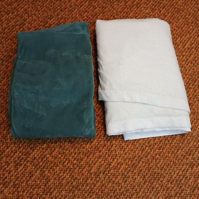 Two blankets - Vellux - and a white one with satin trim