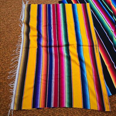 Two Vibrant & Colorful Mexican serape blankets