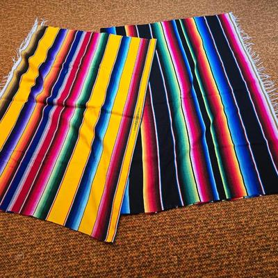 Two Vibrant & Colorful Mexican serape blankets