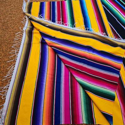 Two Vibrant & Colorful Mexican serape blankets