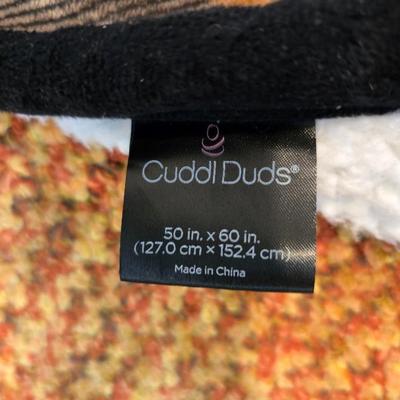 Cuddl Duds® Red Plaid blanket with a vintage Faribo red, black, and white plaid acrylic throw blanket with fringe, made by the Faribault...