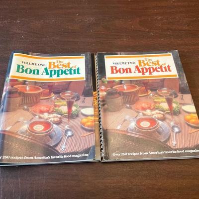 Sale Photo Thumbnail #94: Pair of vintage Bon Appétit cookbooks, each featuring over 250 recipes from America’s iconic food magazine. Spiral-bound editions with full-color photos and classic gourmet dishes from the late 1970s. A great addition for collectors or vintage kitchen 
