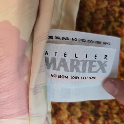 Pair of vintage Martex "Beau Rivage" full/queen comforter featuring a large-scale floral print with pink and green poppies.