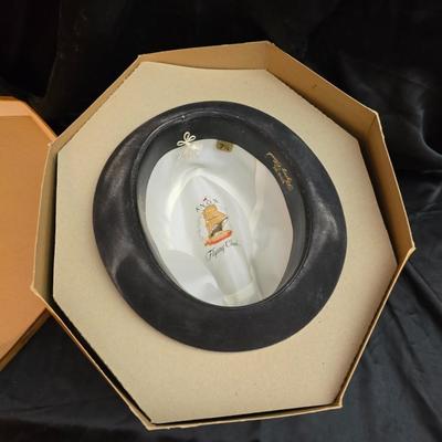 Vintage Knox New York Black Felt Fedora Hat Size 7 1/8 With Original Box