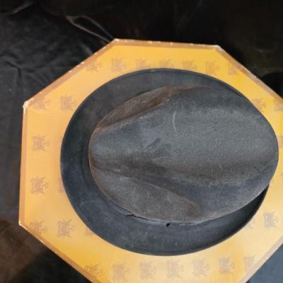 Vintage Knox New York Black Felt Fedora Hat Size 7 1/8 With Original Box