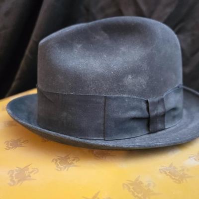 Vintage Knox New York Black Felt Fedora Hat Size 7 1/8 With Original Box