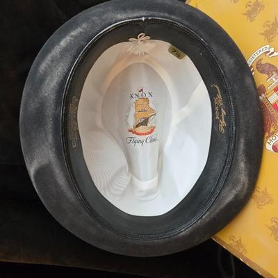 Vintage Knox New York Black Felt Fedora Hat Size 7 1/8 With Original Box