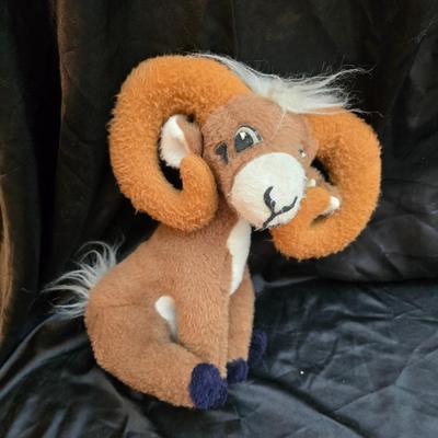 Vintage plush animals including Rushton - Daisy Belle Cow, with Rubber Face and Udders, 1975 Dakin Elbert the Bighorn sheep, Black &...