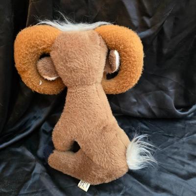 Vintage plush animals including Rushton - Daisy Belle Cow, with Rubber Face and Udders, 1975 Dakin Elbert the Bighorn sheep, Black &...