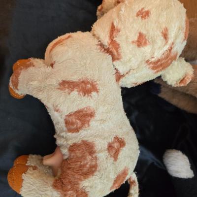 Vintage plush animals including Rushton - Daisy Belle Cow, with Rubber Face and Udders, 1975 Dakin Elbert the Bighorn sheep, Black &...