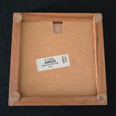 vintage Ceramic cow trivet - Santa Fe Art tile 6" "Cows" Arius trivet and two porcelain Holstiens