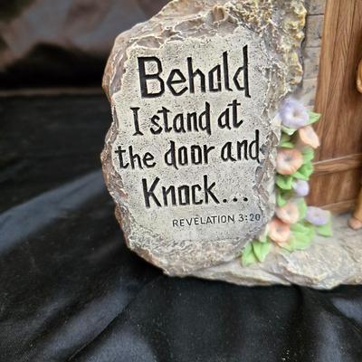 sitting cherub angel garden statue with two faux decorative garden stones