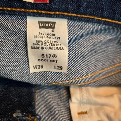 Two pairs of like new without tags Levis Jeans size 36 x 30 Red leather tag Levi's 517 bootcut jeans & Brown leather tag classic...