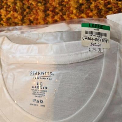 New pack of white Stafford Size Large t-shirts and a bunch of white socks - Some are new all are in excellent condition!