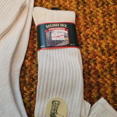 New pack of white Stafford Size Large t-shirts and a bunch of white socks - Some are new all are in excellent condition!