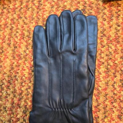 Three pairs of Men's Gloves, two neck Scarves an umbrella