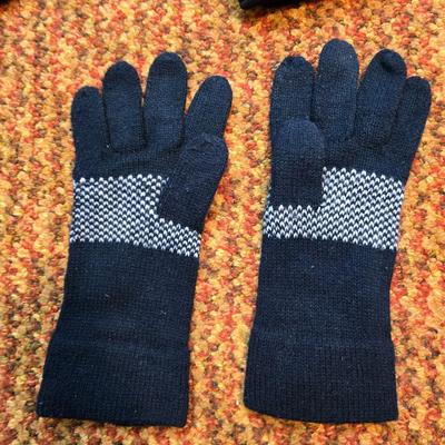 Three pairs of Men's Gloves, two neck Scarves an umbrella