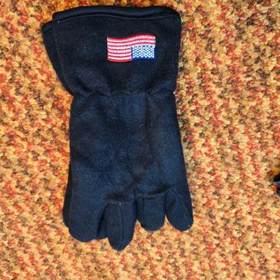 Three pairs of Men's Gloves, two neck Scarves an umbrella