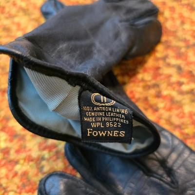 Three pairs of Men's Gloves, two neck Scarves an umbrella