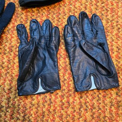 Three pairs of Men's Gloves, two neck Scarves an umbrella