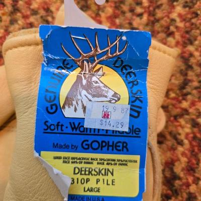 Three new pairs of Men's leather gloves - deerskin - Thinsulate - with an Agland bag