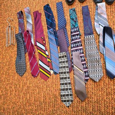 Collection of Men's neckties - Stafford - Wembley - Liberty & more with tie hanger