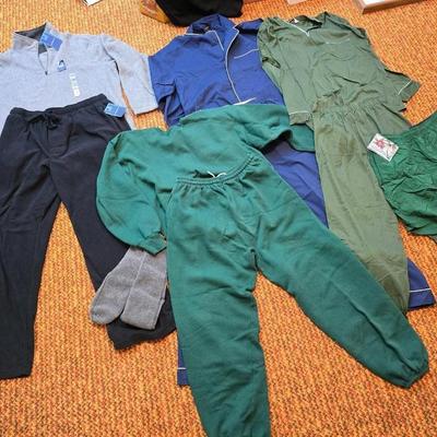 Men's Lounging wear, Pajama sets, and a pair of slipper socks Some brand new! Size Large