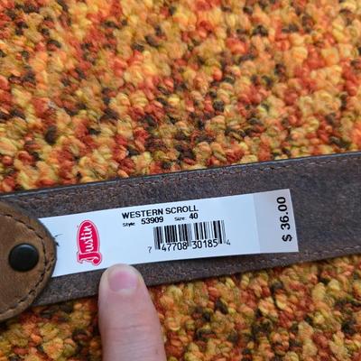 Brand new belt with two brass belt buckles