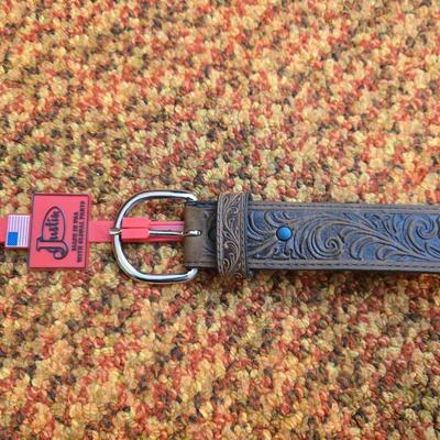Brand new belt with two brass belt buckles