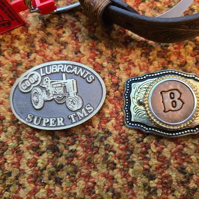 Brand new belt with two brass belt buckles