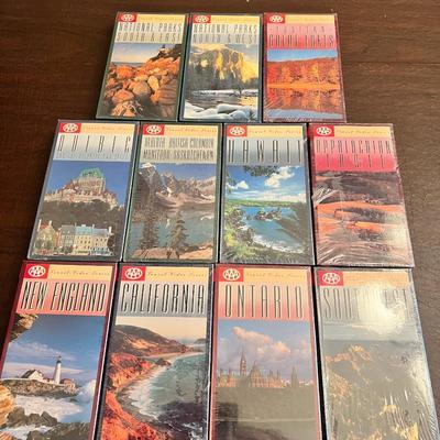 Sale Photo Thumbnail #108: Collection of 12 AAA Travel Video Series VHS tapes featuring scenic overviews of U.S. and Canadian destinations. Includes:

National Parks: South & East

National Parks: North & West

Eastern Great Lakes

Quebec

Alberta/British Columbia/Manitoba/Saskatch