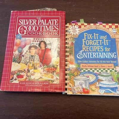 Sale Photo Thumbnail #113: Two classic cookbooks focused on crowd-pleasing, make-ahead, and entertaining recipes:

The Silver Palate Good Times Cookbook by Julee Rosso & Sheila Lukins — Beloved 1980s classic full of elegant yet accessible party recipes.

Fix-It and Forget-It Reci