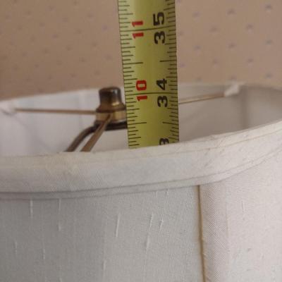 Pair of Matching Vintage Glass Post Table Lamps with Shades