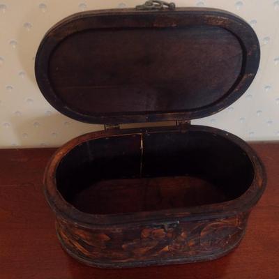 Carved Wood Dresser Top Storage Box