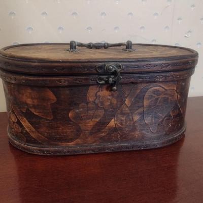 Carved Wood Dresser Top Storage Box