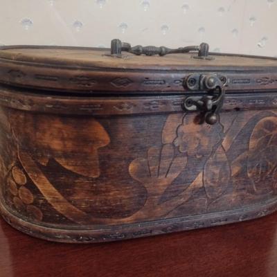 Carved Wood Dresser Top Storage Box
