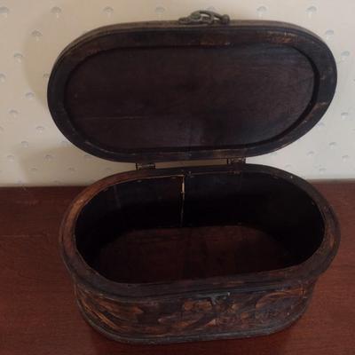 Carved Wood Dresser Top Storage Box