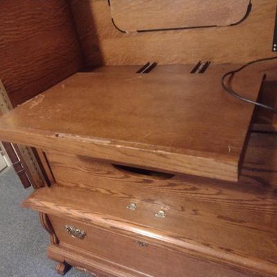 Oak Finish Armoire Media Center Cabinet