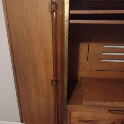 Oak Finish Armoire Media Center Cabinet